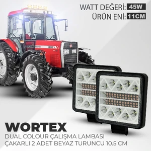 Dual Colour Wortex Çakarlı Çalışma ve Off Road Lambası Beyaz - Turuncu 2 Adet
