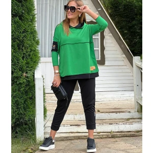 Kadın Yeşil Kapşonlu Etek Ucu Detay Arma Ikili Takım