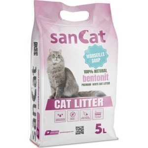 Sancat Marsilya Sabunu Kokulu Premium Beyaz Kedi Kumu 5 Lt.