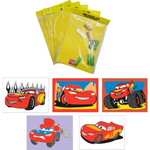 Disney Cars, 5 Adet Büyük Boy A4, Erkek Çocuk Kum Boyama Kartı Seti-Red Castle KB-D-052