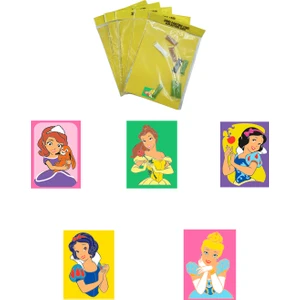 Disney Prenses, 5 Adet Büyük Boy A4, Kız Çocuk Kum Boyama Kartı Seti-Red Castle KB-D-054