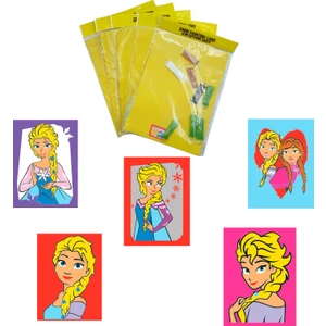 Disney Frozen, 5 Adet Büyük Boy A4, Kız Çocuk Kum Boyama Kartı Seti-Red Castle KB-D-053