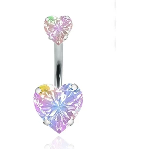 By Dilek Çetin Accessory Hologram Kalp Figürlü Göbek Piercing