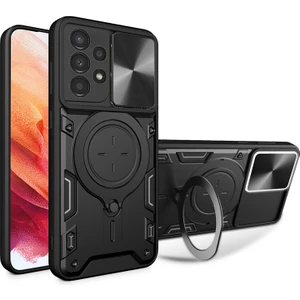 Samsung Galaxy A34 5g Uyumlu Kılıf Zebana Manyetik Standlı Armor Silikon Kılıf Siyah