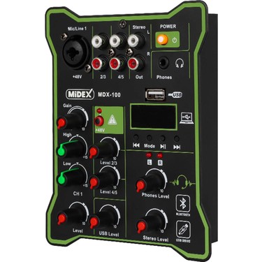 Midex MDX-100 Stüdyo Kayıt Için Ses Kartlı Mixer +48V Fiyatı
