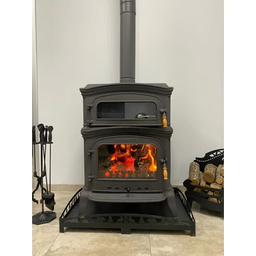 Flame Stove FS-033 Altara Premium Tek Camlı Kuzineli Döküm