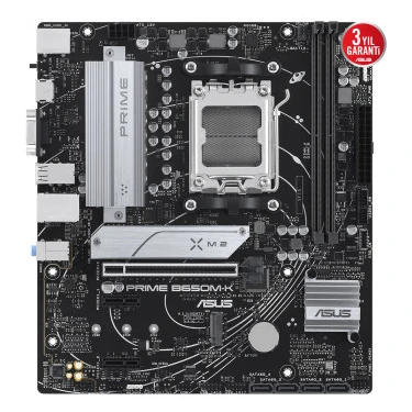 Asus Prıme B650M-K Amd B650 Am5 Ddr5 6400 Dp Vga 2X M2 Usb3.2 Aura Rgb 2.5Gbit Lan Matx (Prıme