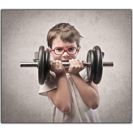 Dambıl Kaldıran Kırmızı Gözlüklü Çocuk Kanvas Tablo