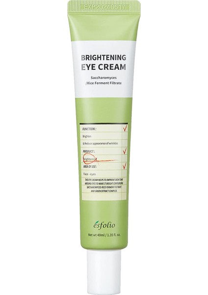 Pirinç Özlü Aydınlatıcı ve Nemlendirici Göz Kremi 40 ml – Canlandırıcı Bakım ve Nem Desteği