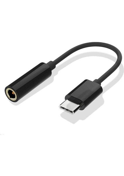 Type-C To Aux 3.5mm Kulaklık Çevirici Dönüştürücü Adaptör Usb-C Adaptör 1.kalite Siyah