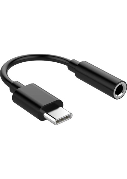 Type-C To Aux 3.5mm Kulaklık Çevirici Dönüştürücü Adaptör Usb-C Adaptör 1.kalite Siyah