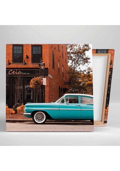 Nostaljik Mavi Araba 1959 Chevrolet Impala Kanvas Tablo