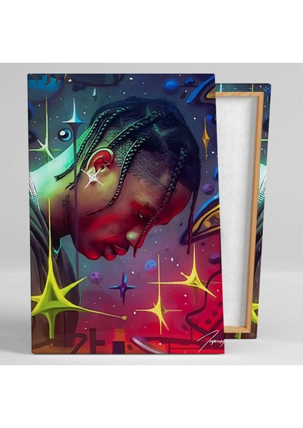 Travis Scott Yıldızlar ve Galaksi Ilüstrasyonu Kanvas Tablo