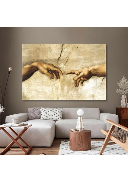 Adem'in Yaratılışı Michelangelo Ünlü Fresk Kanvas Tablo