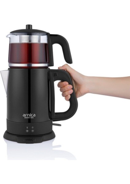 IH33205 Demli Stil 1800 W Cam Demlikli Çay Makinesi Siyah