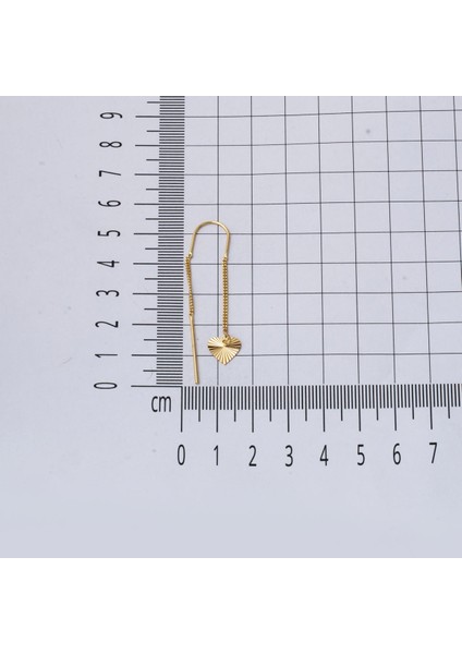 14 Ayar Işıltı Kalpli Zincir Altın Küpe