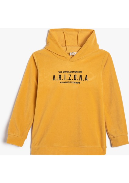 Kapşonlu Sweatshirt California Baskılı Şardonlu