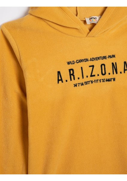 Kapşonlu Sweatshirt California Baskılı Şardonlu modelleri