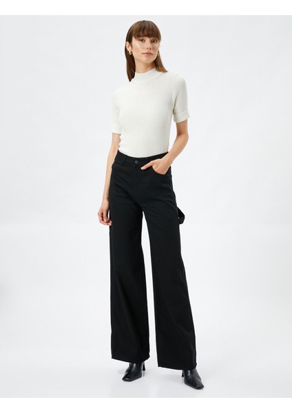 Bol Paça Kot Pantolon Cep Detaylı Pamuklu fiyatları