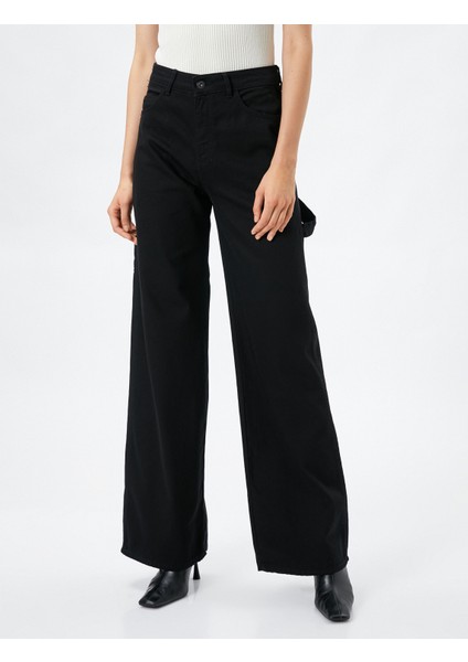 Bol Paça Kot Pantolon Cep Detaylı Pamuklu modelleri