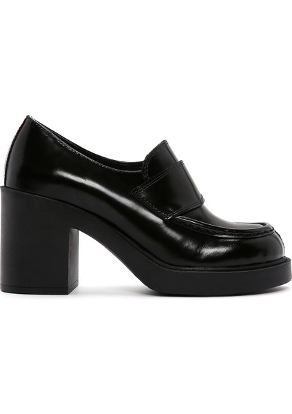 Kadın Rugan Deri Topuklu Loafer