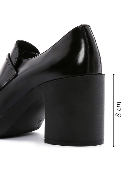 Kadın Rugan Deri Topuklu Loafer