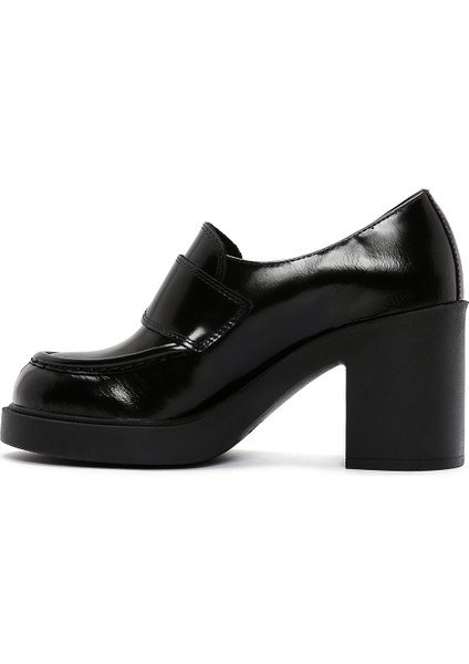 Kadın Rugan Deri Topuklu Loafer