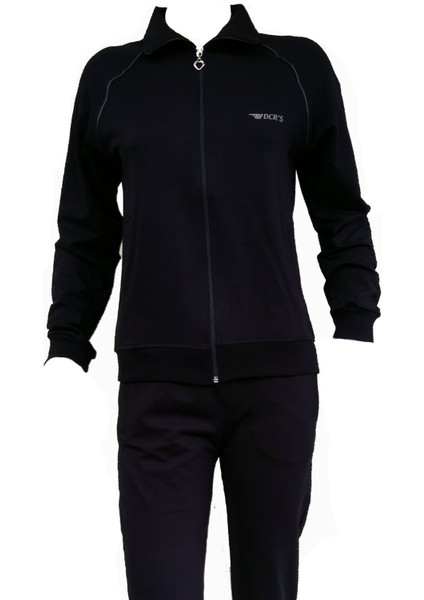 Kadın Lacivert 30/100 Lycralı Penye, Cepli, Önden Fermuarlı Arabiyeli Eşofman Takım 526 fırsatları