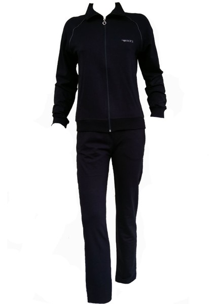 Kadın Lacivert 30/100 Lycralı Penye, Cepli, Önden Fermuarlı Arabiyeli Eşofman Takım 526 indirimleri