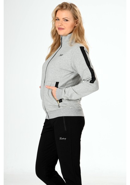 Gri Melanj/siyah Kadın Yarım Balıkçı Yaka Fermuarlı Eşofman Takım 201801 fiyatları