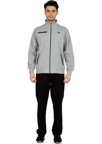Gri Melanj Erkek Yarım Balıkçı Yaka Boydan Fermuarlı Eşofman Takım EDY19102G fiyatları