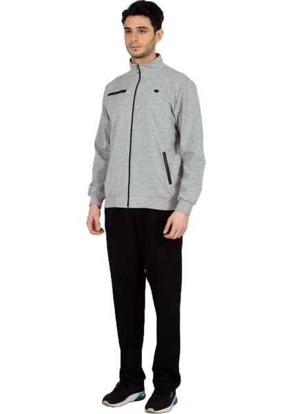 Gri Melanj Erkek Yarım Balıkçı Yaka Boydan Fermuarlı Eşofman Takım EDY19102G modelleri