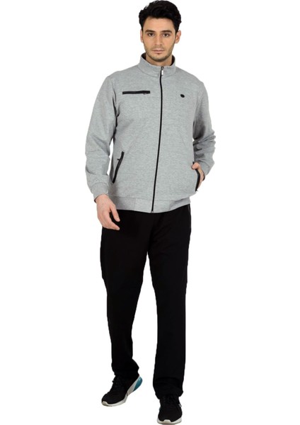 Gri Melanj Erkek Yarım Balıkçı Yaka Boydan Fermuarlı Eşofman Takım EDY19102G indirimleri