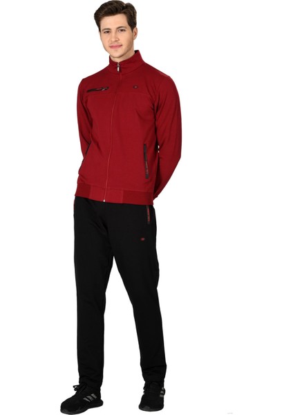 Bordo Erkek Yarım Balıkçı Yaka Fermuarlı Eşofman Takım EDY19102B