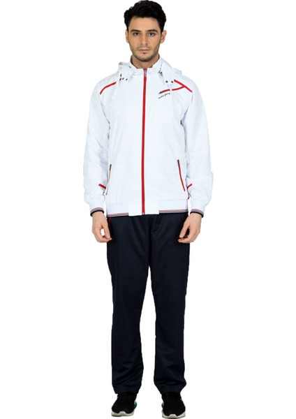 Beyaz Erkek Yarım Balıkçı Yaka Tak Çıkar Kapşonlu Marathon Eşofman Takımı EDY2421B modelleri