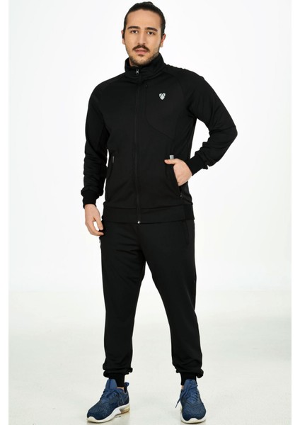 Siyah Erkek Yarım Balıkçı Yaka Cepli Önden Fermuarlı Jarse Eşofman Takım EDY201414 fırsatları