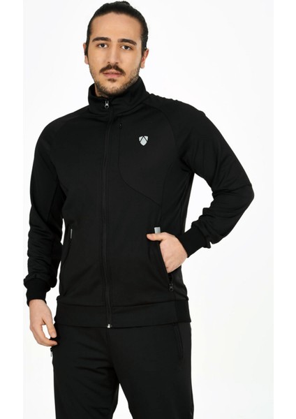 Siyah Erkek Yarım Balıkçı Yaka Cepli Önden Fermuarlı Jarse Eşofman Takım EDY201414 indirimleri
