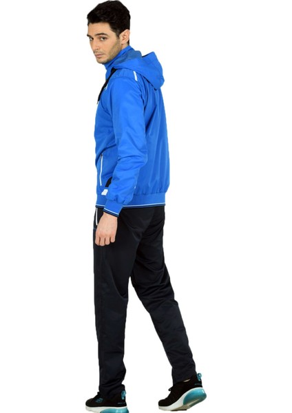 Saks Mavi Erkek Yarım Balıkçı Yaka Tak Çıkar Kapşonlu Marathon Eşofman Takımı EDY2421S modelleri