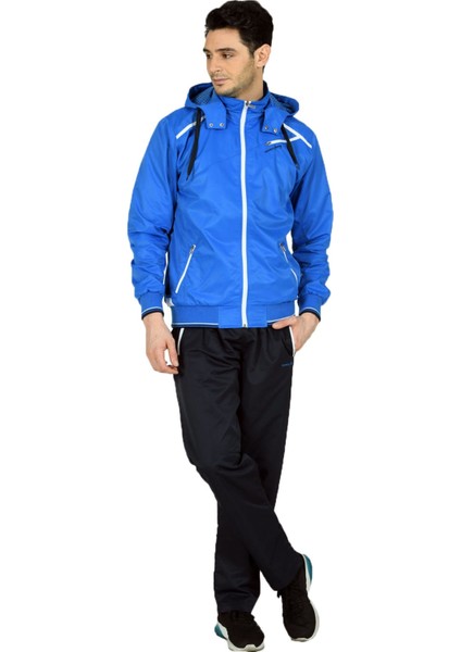 Saks Mavi Erkek Yarım Balıkçı Yaka Tak Çıkar Kapşonlu Marathon Eşofman Takımı EDY2421S indirimleri