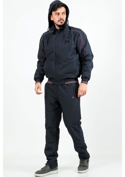 Enrıco Ferry Lacivert Erkek Mıcropoly Kumaş Içi Polarlı Kapüşonlu Kışlık Eşofman Takım EDY2450L