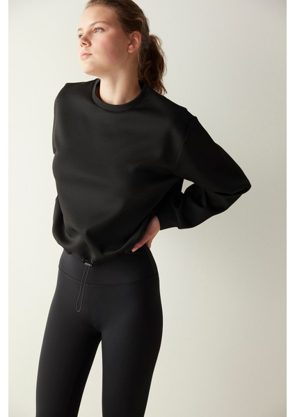 Siyah Ayarlanabilir Bel Sweatshirt fiyatları