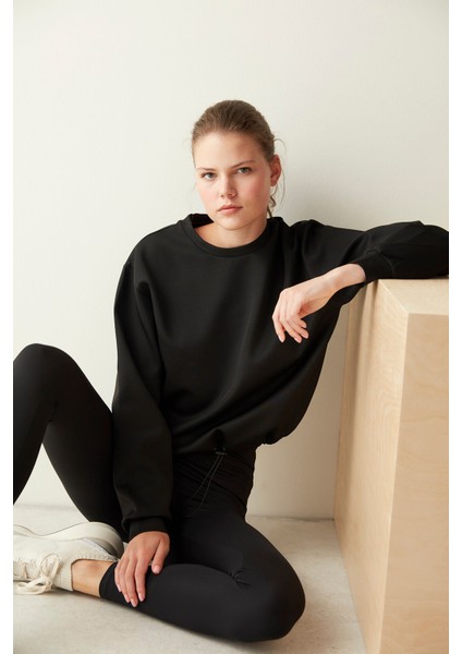 Siyah Ayarlanabilir Bel Sweatshirt modelleri