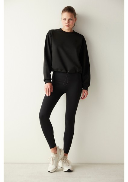 Siyah Ayarlanabilir Bel Sweatshirt indirimleri