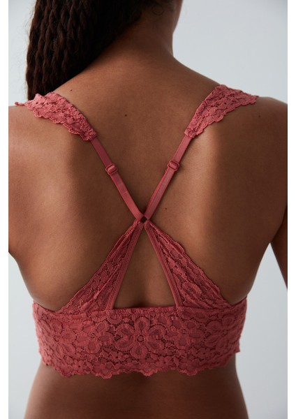 Sole Back Dantelli Kırmızı Bralet