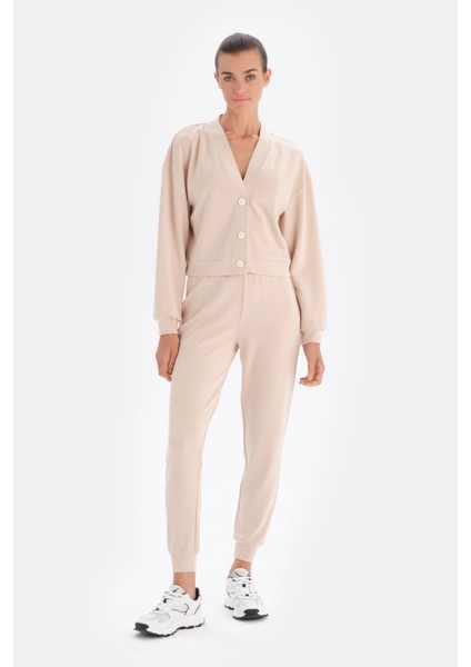 Ekru Jogger Paça Eşofman Altı