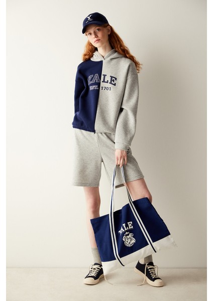 Yale Slogan Baksılı Iki Renkli Sweatshirt - Unique Koleksiyonu