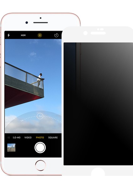 iPhone 7 Plus / iPhone 8 Plus Esd Anti Static Hayalet Privacy Cam Ekran Koruyucu Beyaz