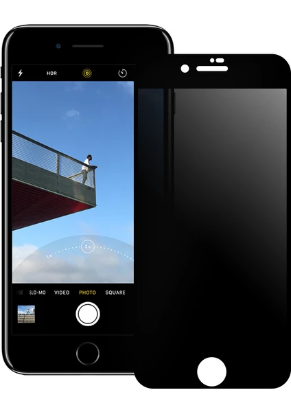 iPhone 7 Plus / iPhone 8 Plus Esd Anti Static Hayalet Privacy Cam Ekran Koruyucu Siyah