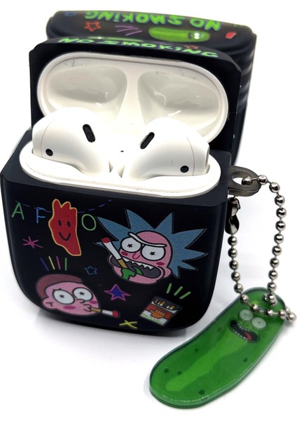 Airpods 1/2. Nesil Fantastik Çizgi Karakter Rick Morty Desenli Hediye Kılıf
