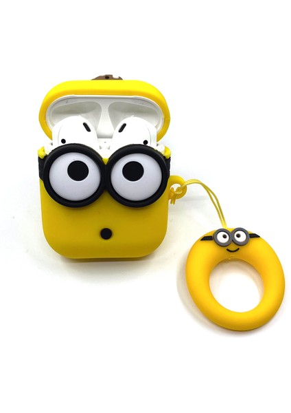 Zen AI Airpods 1/2. Nesil Sarı Çizgi Karakter Minion Tasarımlı Hediye Kılıf